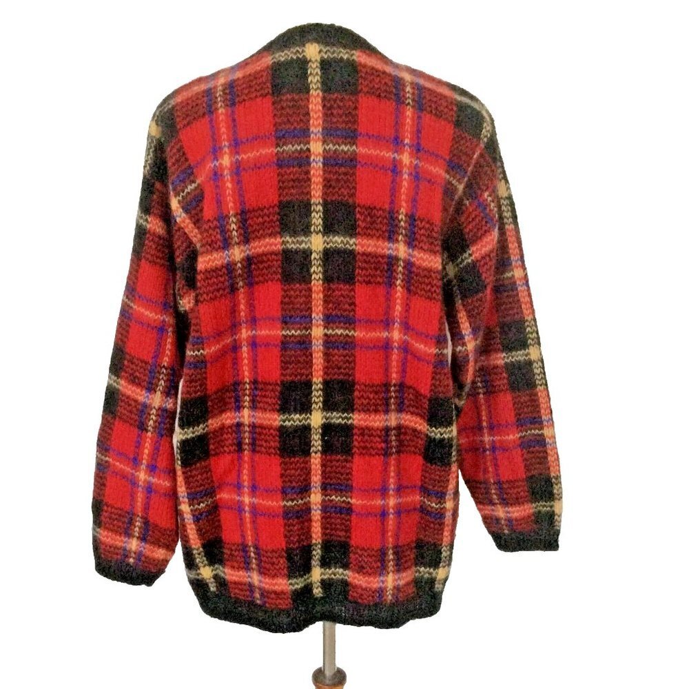 Vintage Nell Flowers by JG Hook Red Plaid Tunic Sweater Size Medium - Picture 4 of 7